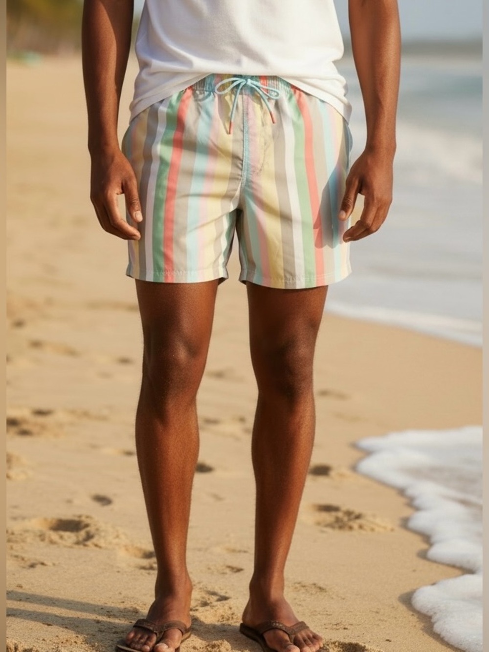 NWOT Sewing Down South x Crown & Ivy Striped Swim Trunks | Boxer Brief Liner | M